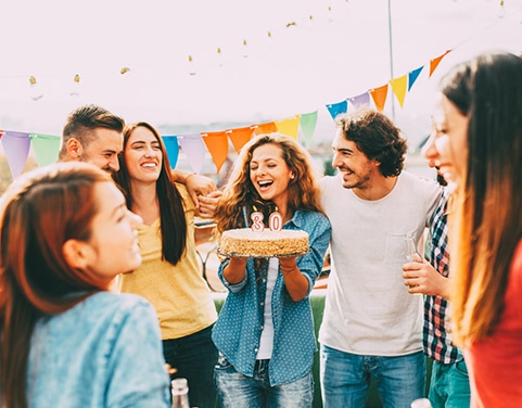 Outdoor 30th birthday celebration party with friends